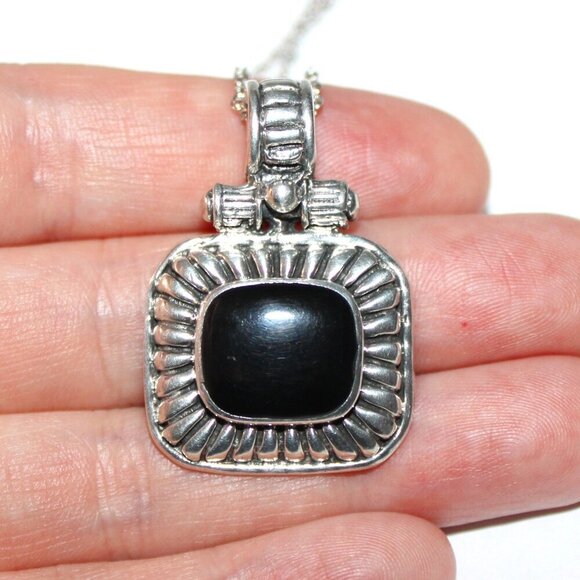 Sterling Silver Faux Onyx Necklace - Picture 7 of 7